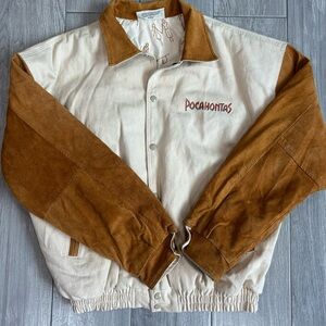 Vintage Pocahontas Crew Bomber Jacket 90s Disney Suede Leather